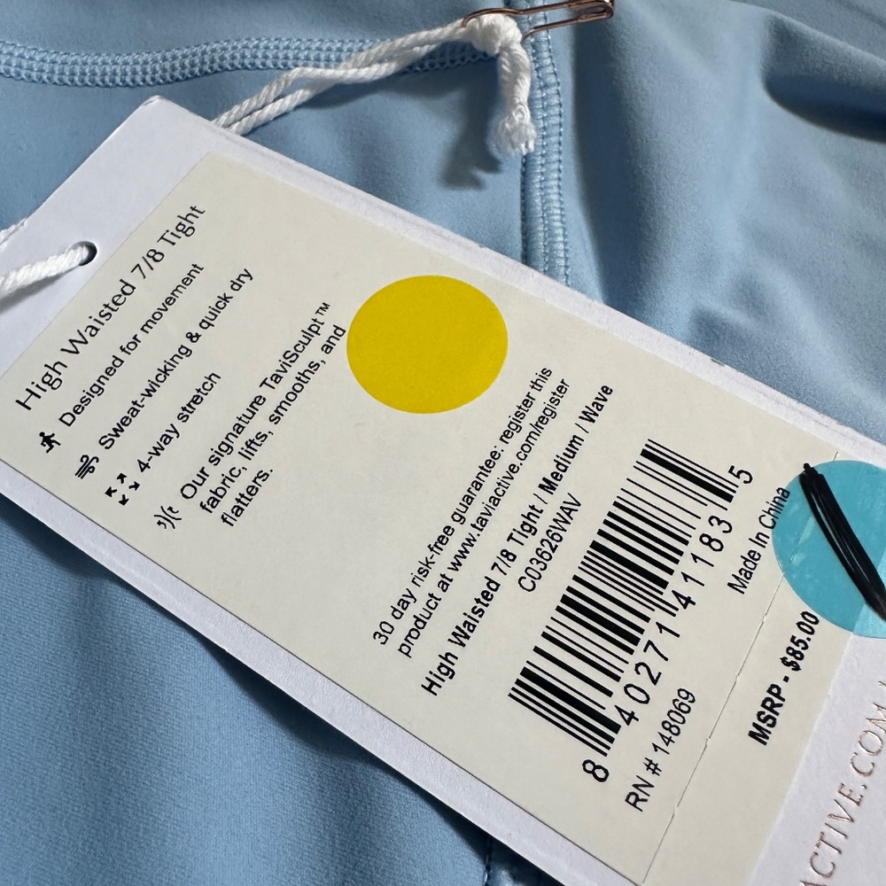 NWT TAVI High Waisted 7/8 Leggings Wave Blue Medium Activewear - Picture 4 of 9